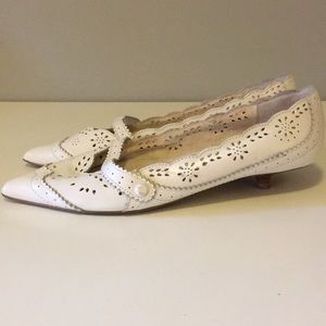 White kitten heel shoes